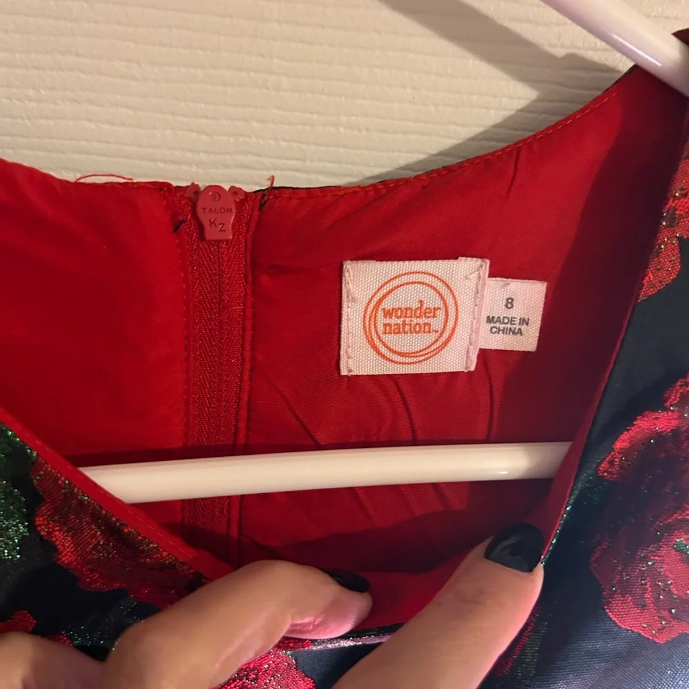Floral Kids Dress with red roses size 8